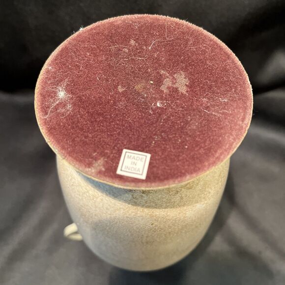 Vintage Double Handle Metal Vase Stone Color Home Accents Decor India Made 9” T - Picture 10 of 13